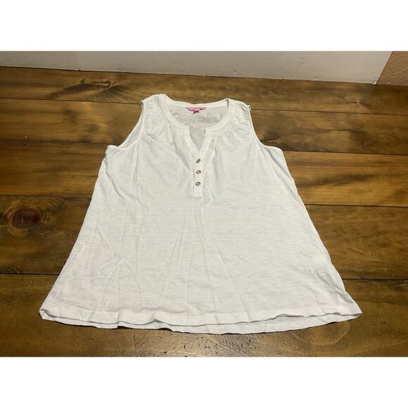 Lilly Pulitzer Essie Tank Top Women Sleeveless Split Neck Blouse Small - Picture 5 of 9